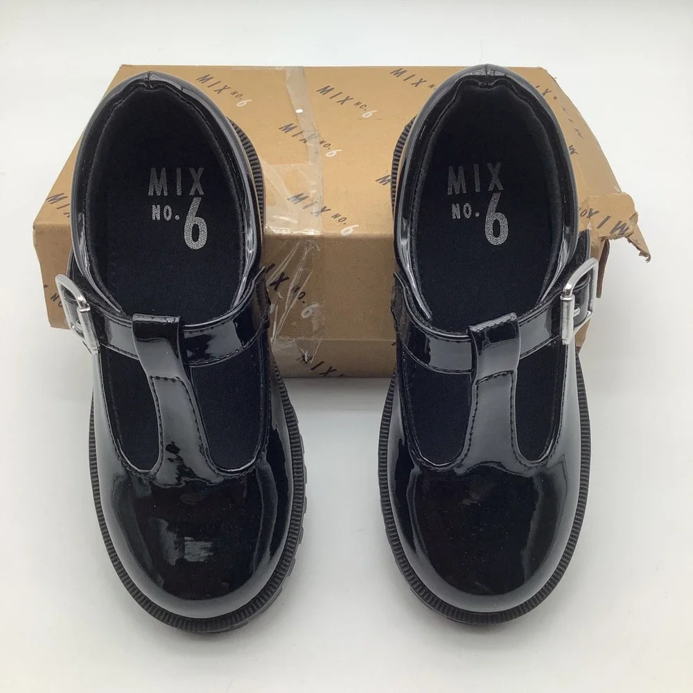 Mix No 6 Kids Black Patent Leather T Strap Buckle Mary Jane Dress Shoes 10 M New